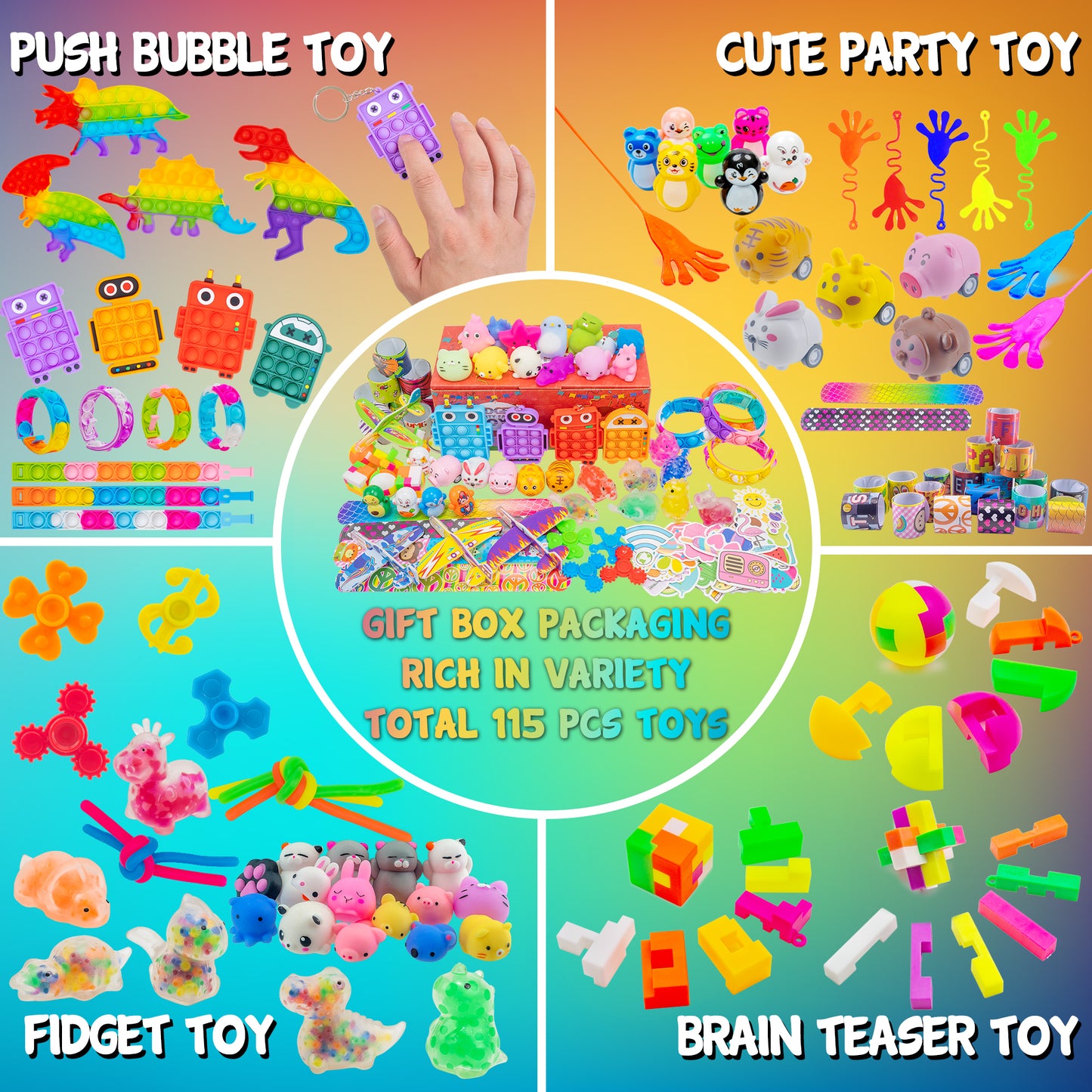 115 PCS Party Favors Toy for Kids 3-4-8-12, Pinata Stuffers, Goody Bag Fillers, Treasure Box Toys, School Classroom Rewards, Treasure Chest Carnival Prizes Bulk Toys