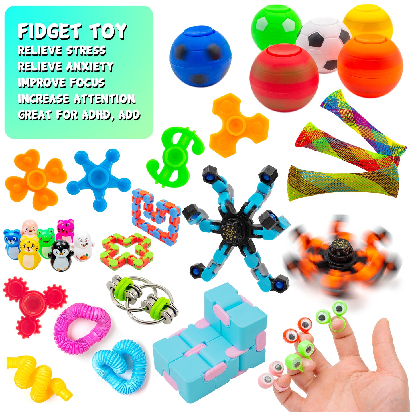 95 PCS Fidget Toys Set, Autism Sensory Toys, Party Favors Figette Toys for Pinata Stuffers, Goodie Bag Stuffers, Treasure Box, Carnival Prizes, Special Education Classroom Autistic ADHD Toys