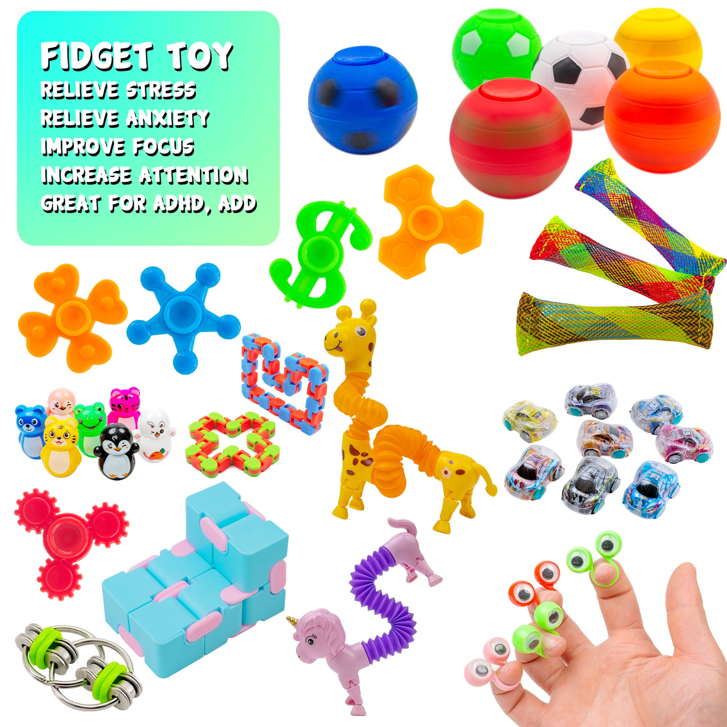 Fidget Toys Set, Party Favors Figette Toys for Pinata Stuffers, Treasure Box, Goodie Bag Stuffers, Sensory Toys for ADD ADHD